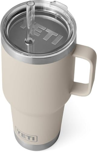 YETI Rambler Straw Mug, Stainless Steel Vacuum Insulated Mug with Stronghold Lid, Cape Taupe, 35 oz (1 l)