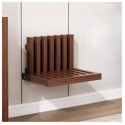 Mesita de noche plegable de madera maciza de alta calidad con almacenamiento, multifuncional, pequeña mesa montada en la pared, diseño suspendido (color nogal)