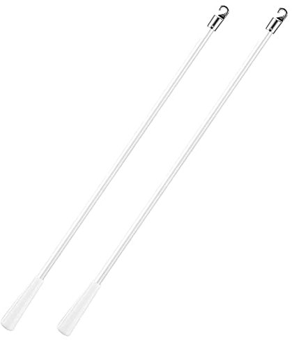 INCAUCA 43 cm Fiberglas-Jalousienstab mit Metallhaken, vertikaler Jalousien-Stab Ersatz, 2 Stück, Weiß