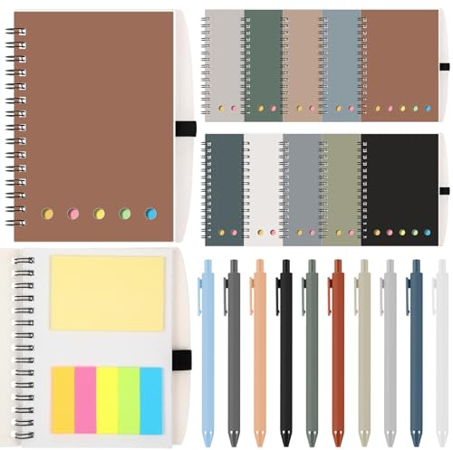 Chuangdi 20 Sets Employee Appreciation Gifts Thank You Spiral Notebook Bulk Boho Aesthetic Notepads with Sticky Notes Candy Color Ballpoint Pen Colored Index Tab for Team Coworkers Teacher (Neutral)