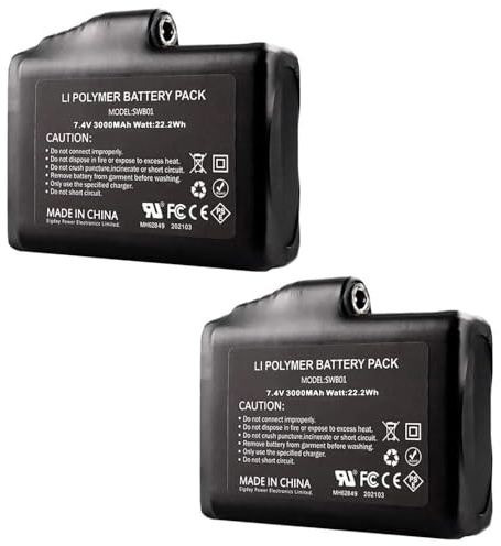 2 Stück wiederaufladbare Lithium-Polymer-Batterie, 3000mAh 7.4V Lithium-Ionen Batterien Ersatzakku für Beheizbare Schals Kleidung, 3,5x1,35mm DC