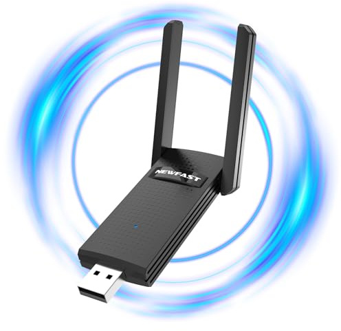 NEWFAST Clé WiFi Puissante AC1300 Mbps NF-U327, Double Bande 2.4G/5.8GHz Clé WiFi USB, WPA3, Adaptateur WiFi pour PC/Laptop, Compatible avec Windows 8/8.1/11/10, Mac OS 10.9-10.15