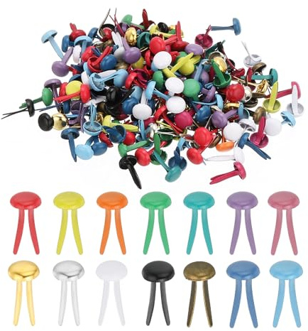 PATIKIL 1000 PCS Remaches latón para papel, pasadores pastel mini metálicos, cabezas redondas plateadas para manualidades, arte, álbumes recortes y suministros DIY, multicolor, 4.5 x 8 mm