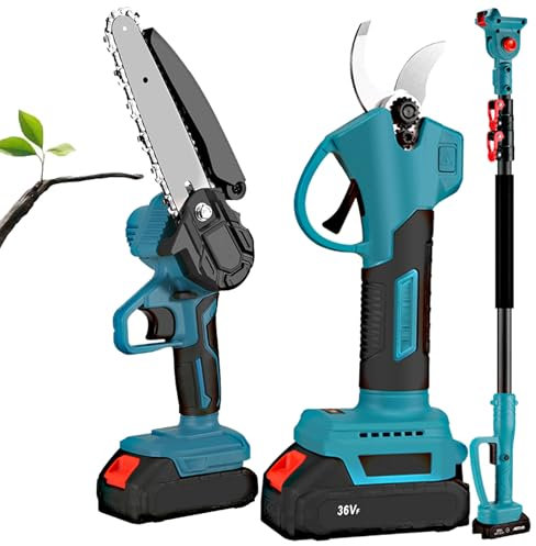 Tijeras De Podar EléCtricas Para JardíN, Tijeras De Podar EléCtricas Para JardíN De 40 Mm Con PéRtiga TelescóPica De 2 M, Tijeras De Podar De Largo Alcance, Kit De Sierra