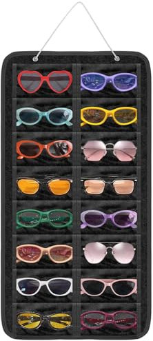 EEEKit Hängender Sonnenbrillen Organizer, 16 Taschen Kleiderschrank Sonnenbrillen Aufbewahrung, Reise Wand Brillenorganizer für Mehrere Brillen, Filz Wandhängender Brillenhalter