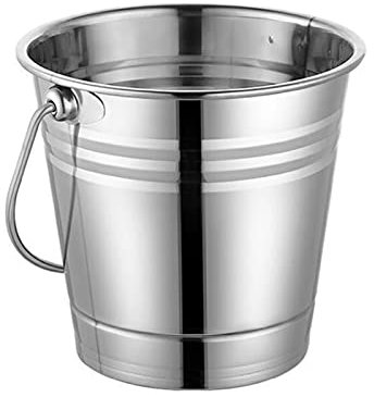 ZJFHEYUO Eiskübel, Edelstahl-Eiskübel, tragbarer Eiskühler mit Griff, Eiswürfelbehälter für Wein, Champagner, Bier, Party- und Bar-Tools