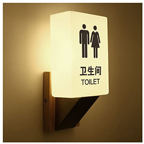 Windmilne Cartello per bagno con luce, unisex, per bagno, bagno, bordo illuminato (F)