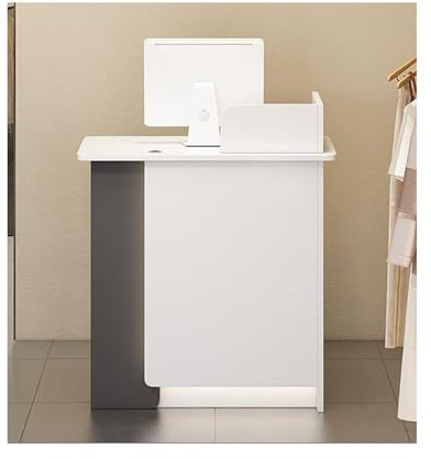 HUFIREHU Empfangstheke BüRotheke Rezeptionstisch Verkaufstheke BüRotheke Rezeption Modern HöLzerne Kassentheke Empfangstheke Mit Led-Beleuchtung Empfangstheke Mit AbschließBaren Schubladen(White gray,