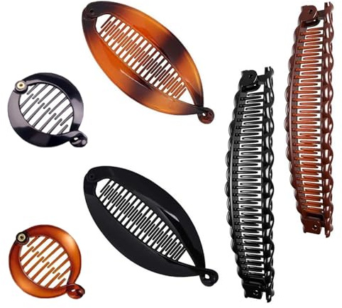 SZZETK 6 Pinzas de Pelo de Plátano Retro Para Rizos Gruesos, Accesorios Para el Cabello de Cola de Pez, Cabello Rizado o Liso, Clips de Cola de Pescado Clip, Para Mujeres y Niñas