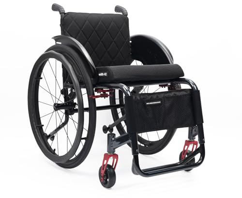 CFMAIF Lightweight Aluminum Alloy Wheelchair, Self Propelled Sports Wheelchair for Adults, Prevent Rear Tilt, with Safety Belt(Size:38cm/14.9in seat,Color:Daily)