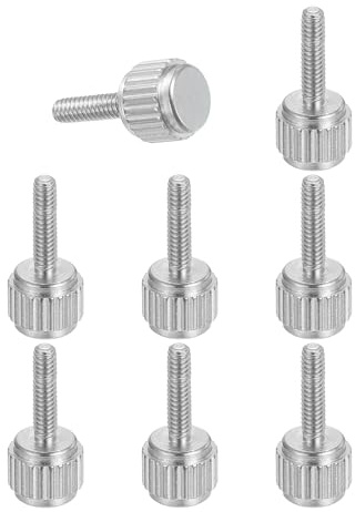sourcing map Messschieberschrauben, M2 x 8 mm, Edelstahl, Flachkopf-Rändelschrauben, metrisch, gerändelt, Rundkopfschrauben, Griffknöpfe, handfest, Gewindebefestigungen für Messwerkzeug, 8 Stück