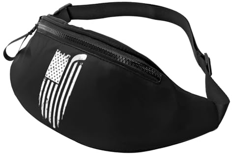 Taillentasche Hockeyschläger Mit Amerikanischer Flagge Multifunktionale Sporttasche Verstellbarer Hüfttaschen Für Outdoor Fitness Running 14X35Cm