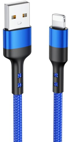 Baileku Cavo iPhone 2M Cavo USB Lightning Certificato MFi Cavetto Caricatore iPhone Carica Rapida Nylon Caricabatterie Filo Ricarica per iPhone 14 13 12 11 Pro Max Mini XS XR X 8 7 6 6s Plus SE, iPad