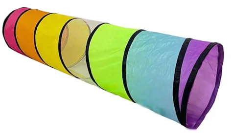 Tienda de campaña tipo túnel de juego de 180 cm, túnel de apertura redonda de 46 cm, colorido plegable, regalo para mascotas, gatos, perros, juegos en interiores y exteriores (color arcoíris)