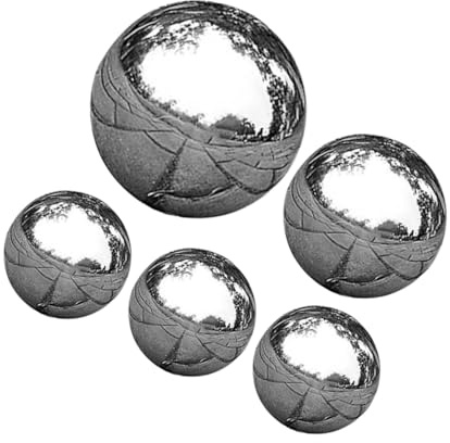 Toyvian 5 Piezas Bolas Decorativas Inoxidable Pulido Espejo Esferas Reflectantes Huecas para Jardín Exterior Estanque Césped y Patio Efecto Visual y Moderno