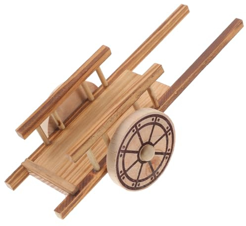 CHICAMPERA Miniature Farm Cart Model and Simulation Trolley Model for Garden Decor, Small Wooden Cart Toy for Boys and Girls, Mini Landscape Ornament for Dollhouse and Outdoor Display