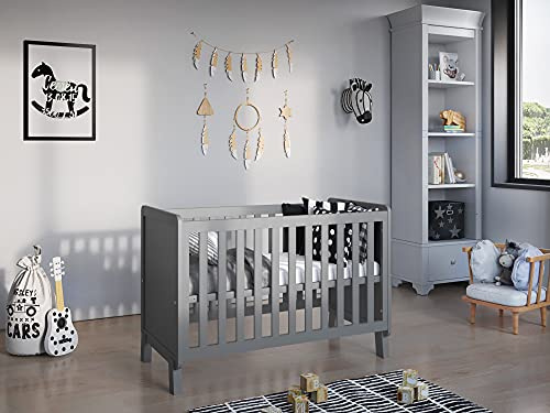 Love For Sleep Babybett Beistellbett 120x60cm Grau Francis Kinderbett Baby Bett Holz - Kinderbett Babybett, Mitwachsend Gitterbett Baby Bed
