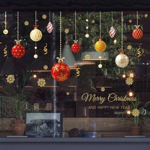 Lastdaytime Wandsticker Frohe Weihnachten Kugel aus wasserdichtem PVC für Wände, Glas, Keramikfliesen in Zimmern, Bars, Supermärkten