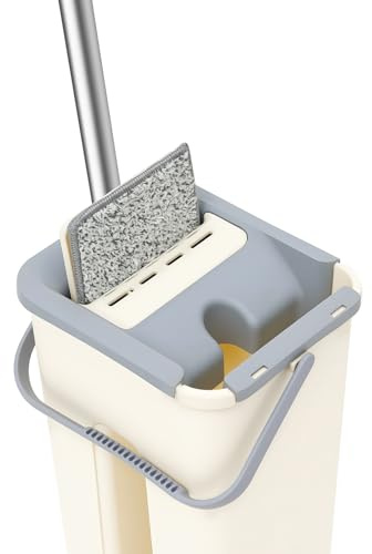 Golvmopp set med golvmopp och torkare, rengöringshink med mopp, rengöringsset med mopp, hink och 10 dukar för torkning av golv och väggar, mopp, våt och torr användning