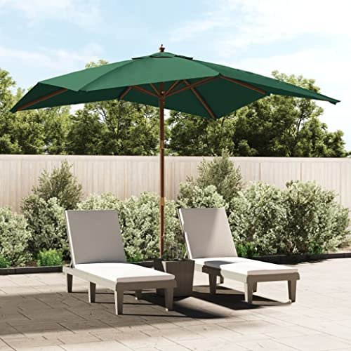 Großer Sonnenschirm Grün 300x300 cm, UV-beständiger Gartenschirm mit stabilem Holzmast, Belüftung & Seilzugsystem für Terrasse & Garten