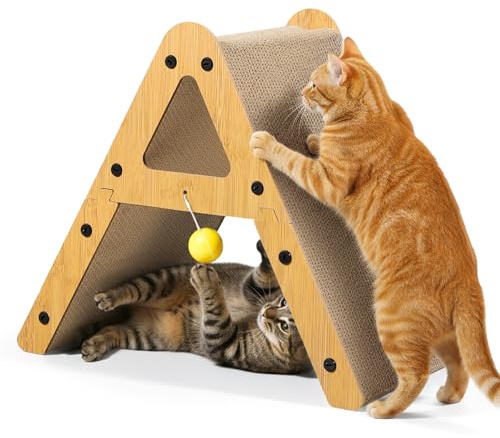 Gimars extra dick 3.5cm Kratzbrett für Katzen, A-Form Kratzpappe für Katzen, stabiles Kratzmöbel Katze, vertikal & horizontal nutzbar, 10kg belastbar