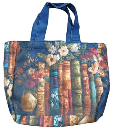 Générique Sac Cabas Matelassé | Sac Motif Livre | Épaule Vintage Matelassé avec Motif Livre Grande Capacité Organisateur for Enseignante Voyage Travail École Université Sport Courses