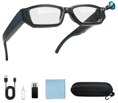 Kaelera Cámara Espía Gafas, 16GB Mini Camara Oculta Camuflada 1080P HD, Gafas con Camara Deporte DV Cámara de Acción para Tomar Foto y Video para Reuniones, Viajes, Deportes