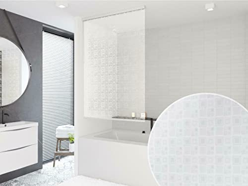 KS Handel 24 HALB-Kassetten DUSCHROLLO 120x240 cm PEVA 3D Optik Quadro TRANSPARENT Optik! Shower Rollo Curtain!