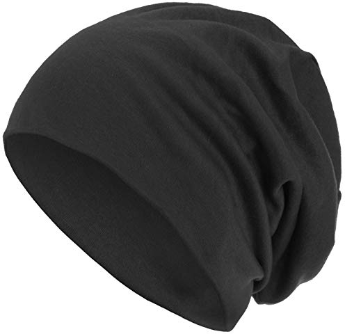 style3 Warme Herbst Winter Slouch Beanie XXL aus atmungsaktivem, feinem und leichten Jersey Unisex Mütze Wintermütze One Size, Farbe:Anthrazit