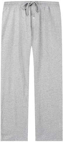 U2SKIIN Pyjamahose Herren lang 100% Baumwolle, Schlafhose Herren Schlafanzughose lang Pyjama Hose Schlafanzug Hose Freizeithose Haushose (Hellgrau Mel., L)