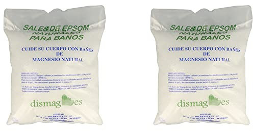 Sal d'Epsom 2 x 4 kg, orgánico, fuente concentrada de magnesio, sal 100 % natural, baño y cuidado personal.