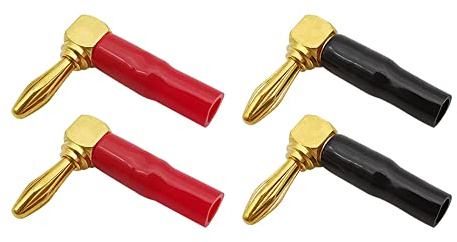 WANGCL Bananenstecker, 90 Grad, vergoldetes Messing, Lautsprecherkabelstecker, 4 mm, für Lautsprecherkabel/Heimkino/Wandplatte/Audioempfänger, 4 Stück