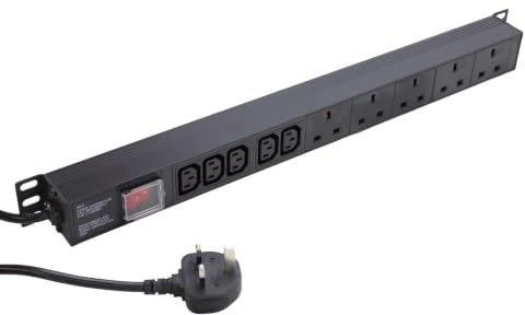 kenable PDU COMBO 5 x UK Sockets 5 x C13 IEC Sockets 13A Plug Vertical Power Distribution Unit 3m [3 metres] to UK Plug