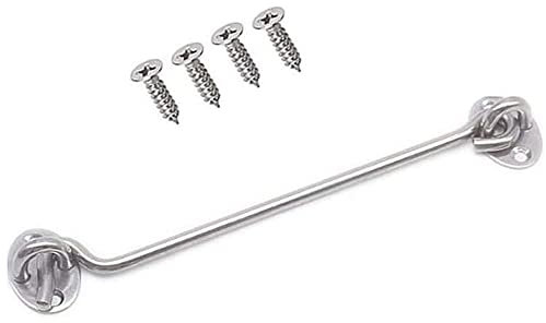 GIVBRO Crochet tempête pour porte coulissante, cabine, grange, crochet de verrouillage à œillets avec vis, accessoires pour portes, garage, fenêtre, salle de bain, argent, 25 cm