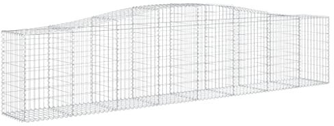 vidaXL 2x Arched Gabion Basket Cage Mesh Wire Stone Basket Outdoor Spiral Retaining Wall Planter Gardens 400x50x80/100 cm Galvanised Iron