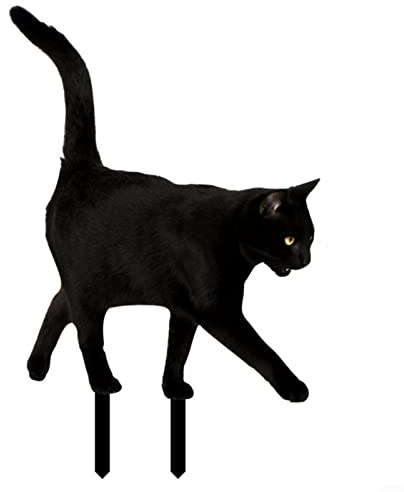 Katze Gartenstecker,Katze Scarer Vogel Abschreckung Schwarz Acryl Garten Kontrolle Repeller Lawn Ornament,Gartengarten Rasendekoration