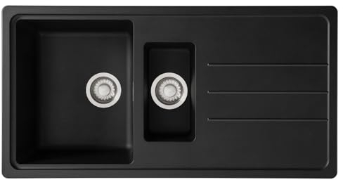 Franke Junos JSD651-97CB 1.5 Bowl Tectonite Reversible Inset Black Kitchen Sink