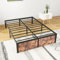 VERFARM Marco de cama de metal con plantilla de madera vintage, marco de cama con somier de láminas para dormitorio, habitación de invitados, fácil montaje, sin ruido, no requiere muelle, 120 x 200 cm