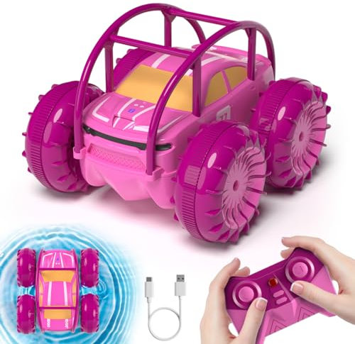 MaxTronic Direct Charging Remote Control Cars, 360° Flip Waterproof Stunt Car with ON/OFF Cool LED, Monster Truck 2.4GHz 4WD Indoor Outdoor Kids RC Toy Gift ideas for Boys Girls