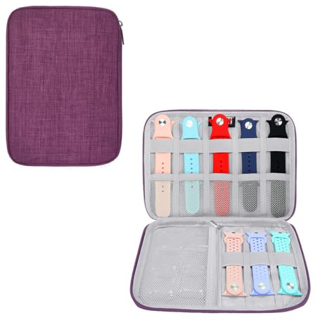 Pebipoo Sac de rangement pour bracelet de montre, câble de données, disque dur, sac de voyage (violet)