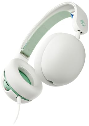Skullcandy Grom Casque Filaire pour Enfant, Volume Limité, Port de Partage Audio, Microphone, Fonctionne avec Les Ordinateurs et Appareils Bluetooth - Blanc