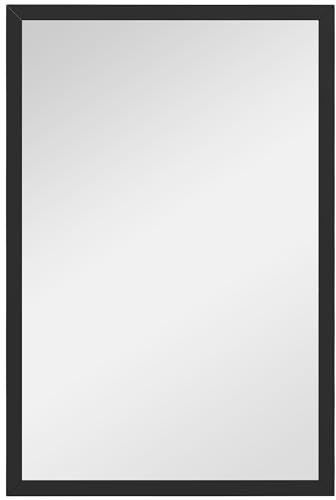 HOMCOM Rechteckiger Wandspiegel 60 x 40 cm, schwarzer Holzrahmen, ideal für Badezimmer, Wohnzimmer oder Schlafzimmer