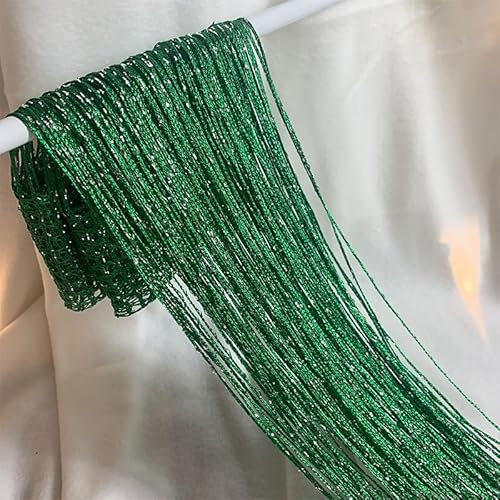 LXHZSY Thread Curtain 1 piece 100x200cm Glitter String Cheap Door Curtain Beads Room Dividers Beaded Fringe polyester fabric Window Panel 1x2m (Color : Dark Green, Size : 1x2m)