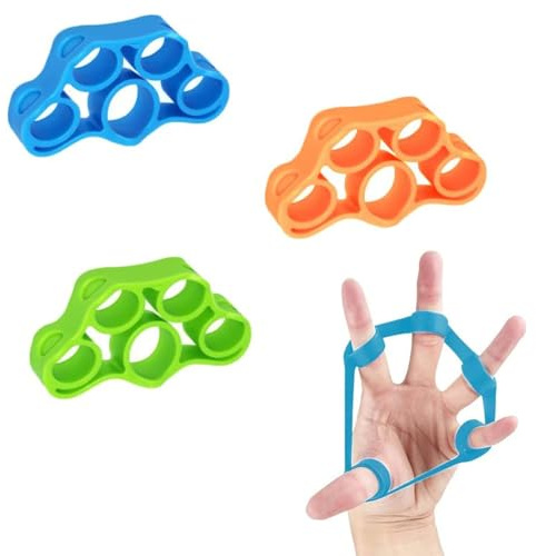 3 Stück Fingertrainer Handtrainer Silikon, Fingertrainer,Handkraft Trainer,Finger Extensor Exerciser,Handgriffverstärker, Verstellbarer Fingerdehner für Kraft Steigern Krafttranieren