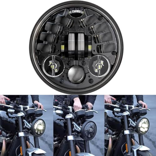 DREAMIZER Phare LED Moto de 5.75 Pouces Homologué E avec Clignotant DRL Compatible avec Harley Dyna Softail Sportster Nightster 48 Iron 883 1200 Wide Glide Low Rider Night Rod