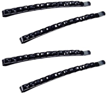 4 Stück Schwarze Strass-Haarspangen, glänzende, Kristall-Diamant-, Haarnadel, glitzernde Haardekoration für Frauen, Pony, Metall-Haarspange, Haarnadeln,Clip