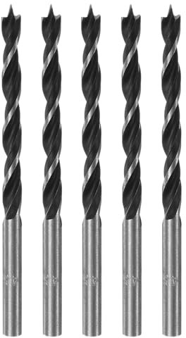QUARKZMAN 5Pcs Mèches de Perçage Pointe Brad 4,5mm (11/64) Dia Tige Ronde Droite en Acier Mèche Métrique Pointe Brad 1,8 Profondeur de Perçage Mèches en Spirale pour Menuisier Bois