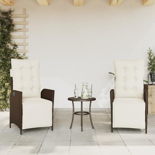 Somanki Gartensessel mit Fußteil 2 STK. Verstellbar Braun Poly Rattan, Gartenstühle, Gartenmöbel, Balkonstuhl, Garten Stühle, Terrassenstühle, Balkonmöbel - 365290