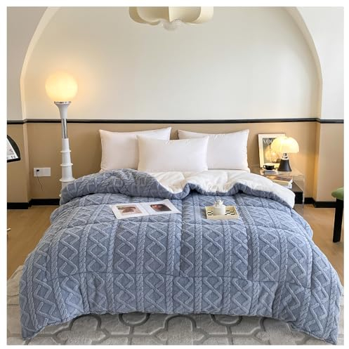 DATOUJL Extra große Kaschmir-Decke, Lammwollgewebe Winter-Doppeldecke, superweiche und luxuriöse, verdickte, Flauschige, warme Decke, doppelseitige Mikrofaser-Decke (Grau,180x220 cm(4kg))
