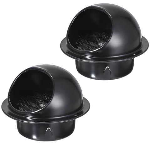 SUMNACON 2 Pcs 304 Stainless Steel Air Vent Cover Wall Ventilation Cover, Round 97mm Air Vent Grill Screen Hood Extractor Fan Ventilation Cover with Built-in Mesh for Bathroom Kitchen (Black)